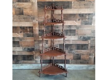 Antique Walnut Corner Cabinet Display Shelf