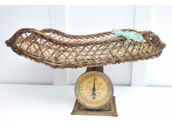 Wicker Basket Baby Scale Vintage Nursery Decor