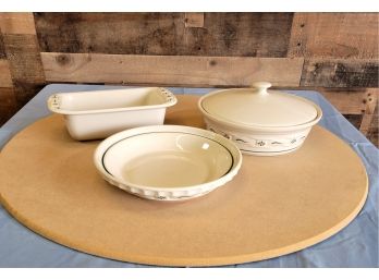 Longaberger Pottery Woven Traditions Green Baking Pieces