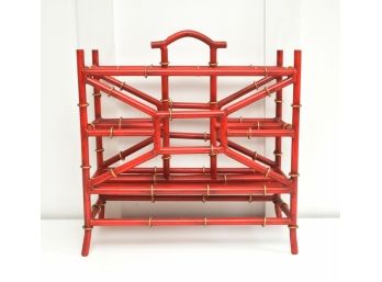 Red Iron Faux Bamboo Magazine Rack