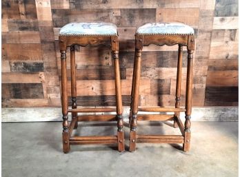 Old World Style Bar Stools Pair