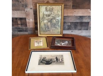 Set Of Four Framed Prints Including Madonna And Child