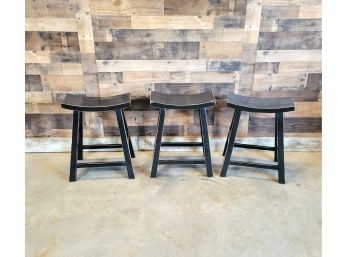 Black Saddle Stools Set Of Three