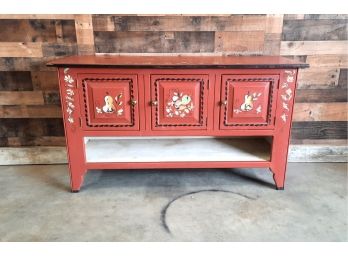 Tole Painted  Folk Art Sideboard Artist Jean Dewey