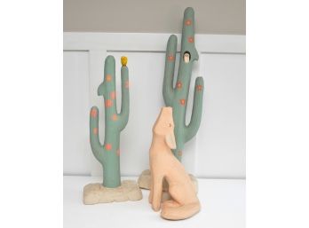 Southwestern Decor Cacti And Coyote