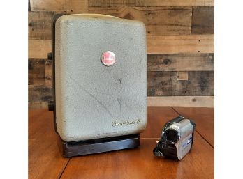 Kodak Showtime 8 Movie Projector And Sony Handycam Camera