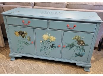 Blue Transfer Decorated Vintage Sideboard