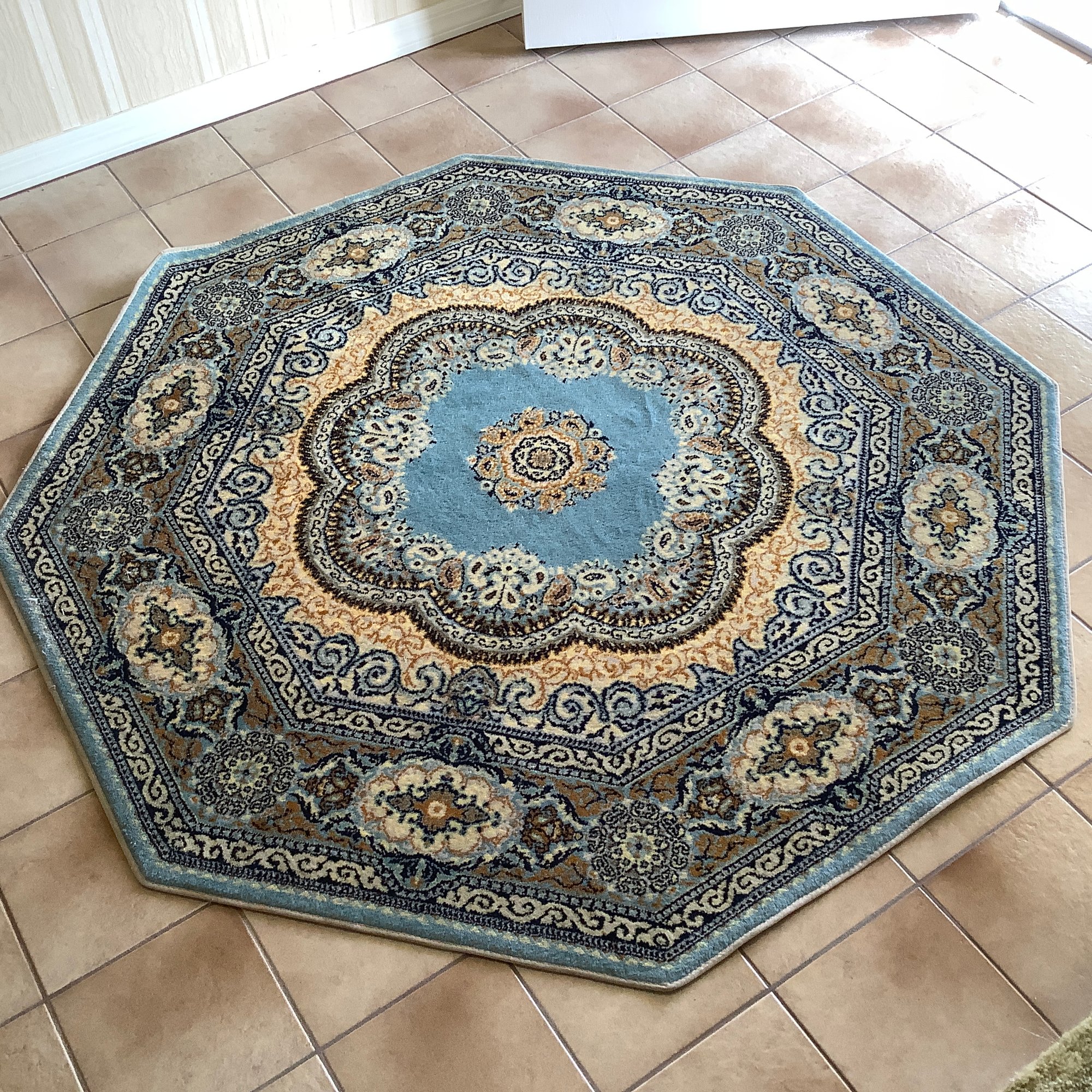 Octagonal Rug - Predominant Colors: Light Blue And Beie #8493 ...