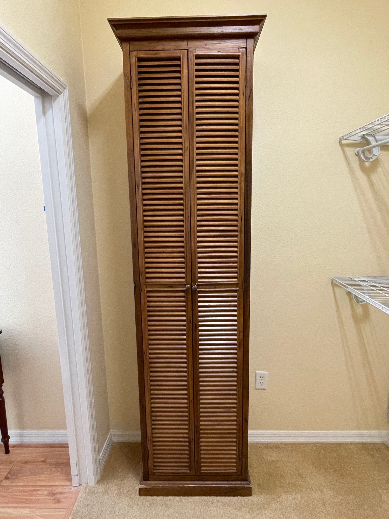 80 Inch Tall Wall Cabinet With Louver Doors And Pull Out Drawers #6979 ...