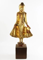 Gilt And Lacquered Standing Buddha Figure