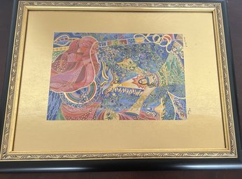 Limited Edition Israeli Art Print 527/673  Vibrant Judaica Decorative Lithograph, Framed