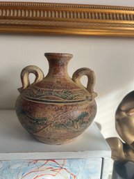Handmade Studio Pottery Vase With Twin Handles