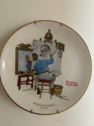 Norman Rockwell Triple Self Portrait Collector Plate By Gorham