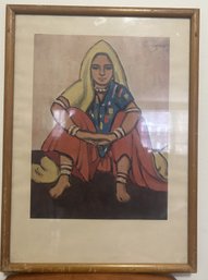 Framed Painting  Seated Woman
