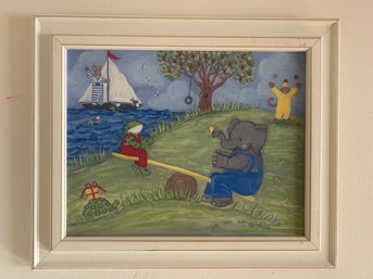 Framed Childrens Illustration Painting  Signed Lower Right: Kelly Brightsen