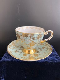 Vintage Tuscan Fine English Bone China Teacup & Saucer  Made In England, Gold Floral Pattern