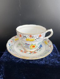 Vintage Grosvenor China Teacup & Saucer  Made In England (Floral Pattern)