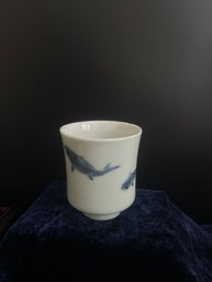 Blue & White Fish Porcelain Cup