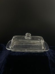 Vintage Clear Glass Butter Dish With Lid And Tray