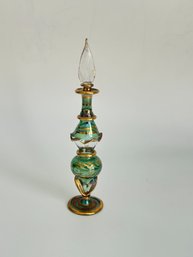 Decorative Art Glass Perfume Bottle With Gold Accents