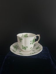 Collectible Vintage Royal Albert Bone China Shamrock Fluted Piece Teacup Saucer