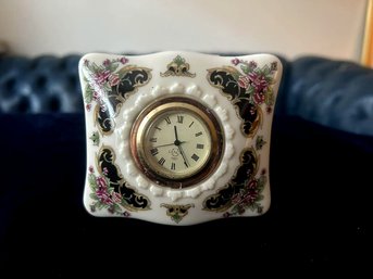 Lenox Vanity Clock Porcelain Floral