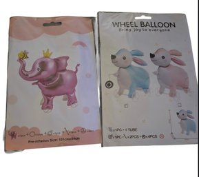 2- Walking Animal Foil Balloon With Wheels, Designed For Kids' Parties.