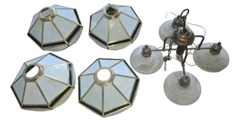 4-Vintage Stained Glass Hanging Light Shades