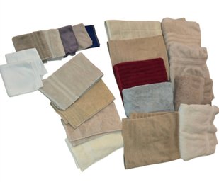 Assorted Collection Of Bath Towels, Hand Towels, And Washcloths In Neutral And Accent Colors