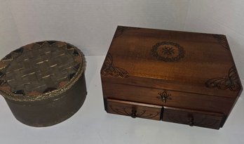 Vintage Cedar Wood Jewelry Box