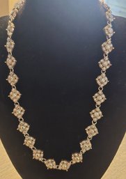 Vintage Norwegian Silver Black Enamel Necklace Marked 925