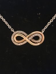 Hallmark Diamonds Necklace,1/10 Ct Tw Sterling Silver & 10K Rose Gold 18'