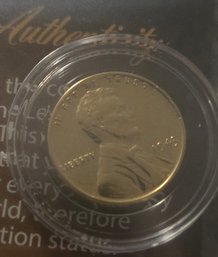1943 Genuine Steel WWII Lincoln Penny That Has Been 24K Gold Plated