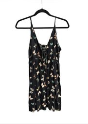 Wild Fable Sleeveless Triangle Cup Fit & Flare Black Dress With A Colorful Butterfly Print