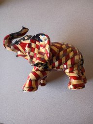 Vintage La Vie American Flag Patchwork Elephant Figurine.