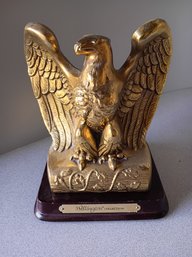 Vintage Gold Cast Metal American Eagle Bookend From The Wellington Collection.