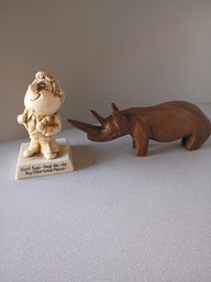 Rhinoceros And Vintage Russ Berry Figurine