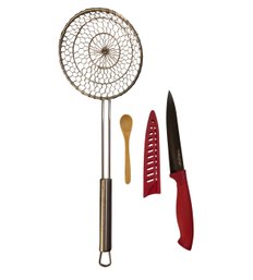 Misc Lot- Wolfgang Puck Strainer, Cooking Light Knife & Mini Spatula. New