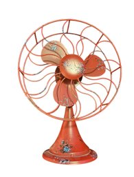 Red Distressed Metal Fan Decor By The Spring Shop
