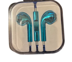 Earbuds In Metallic Blue Color.