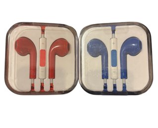 2 Pair Of Wired Earbuds. With Mic & Volume Controls