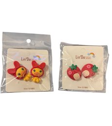 Lin'Do Fashion Jewelry 2 Sets Of Earrings Made With Silver 925 Needles