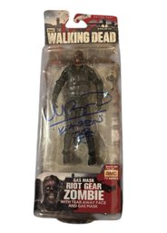 Autographed McFarlane Toys The Walking Dead TV Series 4 Gas Mask Riot Gear Zombie Action Figure