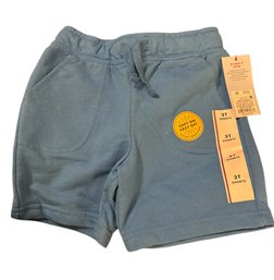 A Pair Of Cat & Jack Boys' 3T Shorts In A Light Blue Color With A Flexible Drawstring And Easy On/off Features