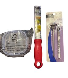 Lock-n-lock Tupperware, Thermometer & Fine Grater.
