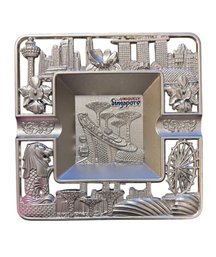 Vintage Metal Souvenir Ashtray From Singapore.