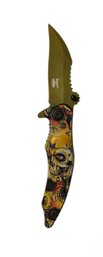 Master Usa- 3D Graphic Handled Print, Spring Assisted Skull Knife. Manual Folding.