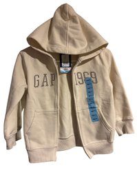 Gap Kids Full Zip Fleece Hoodie In The Color Birch (a Beige Or Cream Color).