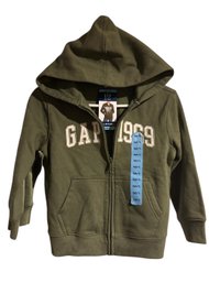 Gap Kids Full Zip Fleece Hoodie In An Army Green. S (6/7)