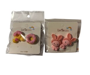 Two LinDo Pair Of  Fashion Jewelry Stud Earrings.